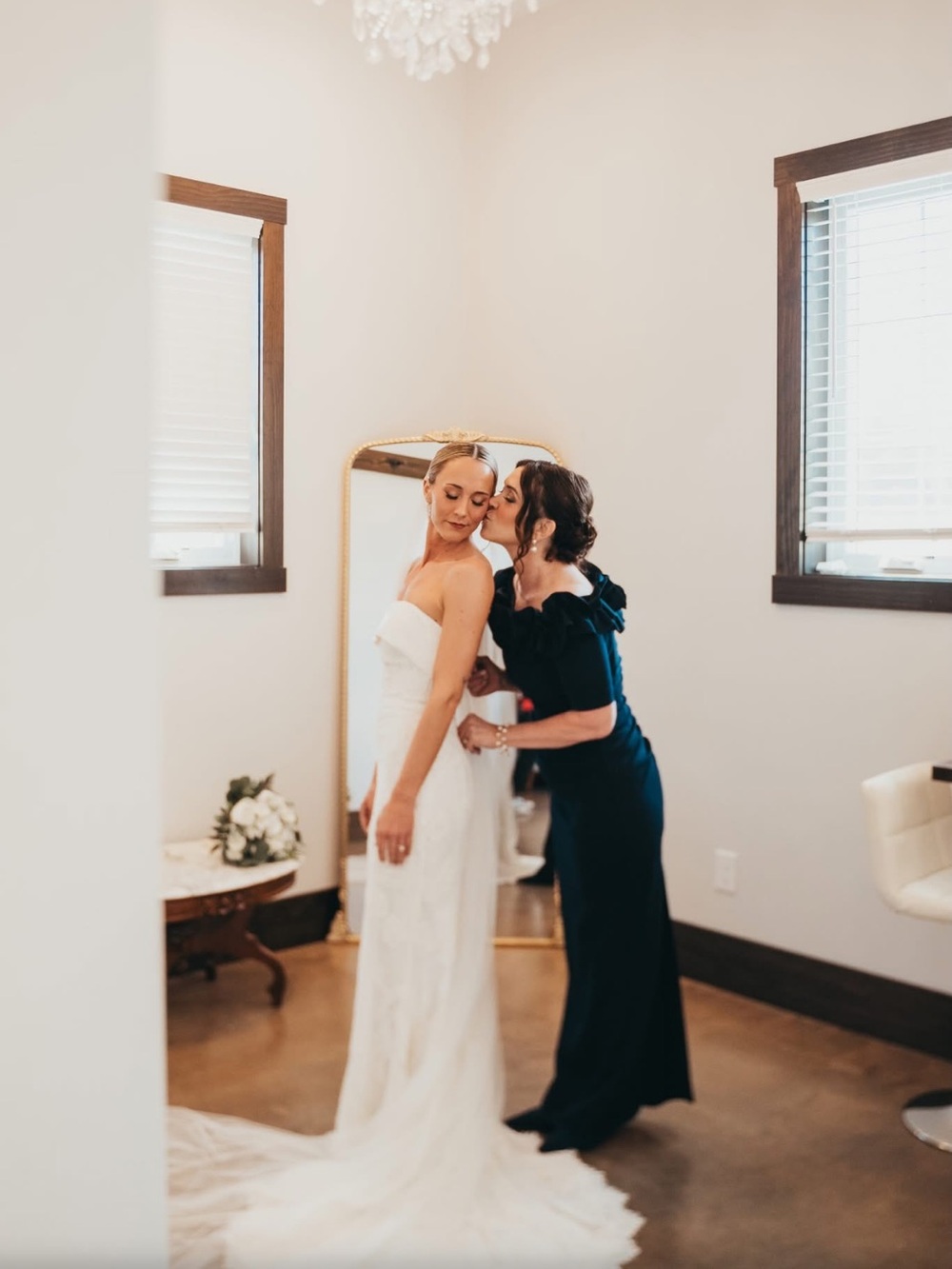 Xscape Navy One-Shoulder Ruffle Column Gown - Picture 2 of 2